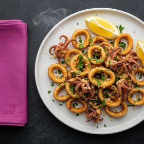 Пржени лигњи со лук