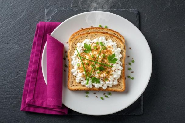 Тост со урда и ленено семе