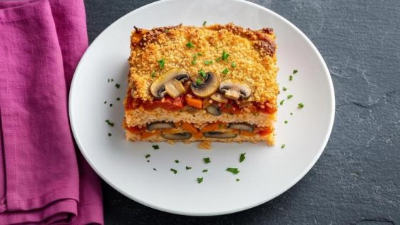 Посна мусака со ориз и печурки