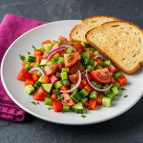 Шопска салата со препечено лепче