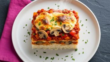 Посна мусака со ориз и печурки