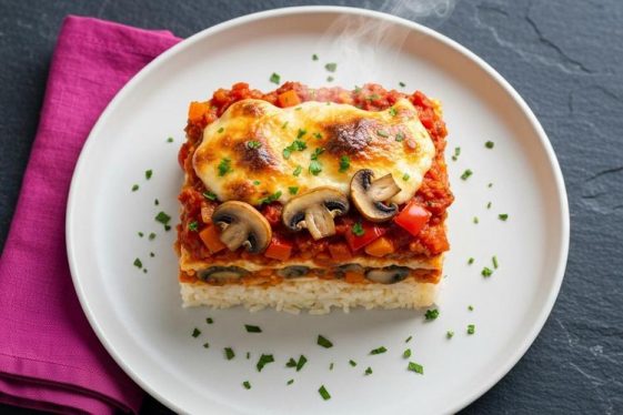 Посна мусака со ориз и печурки