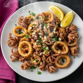Пржени лигњи со лук