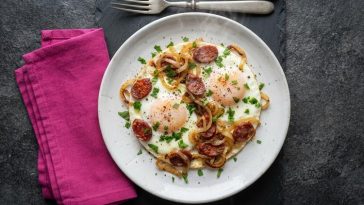 Пржени јајца со кулен и кромид