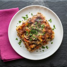 Посна мусака со ориз и печурки
