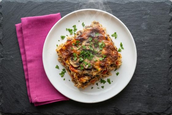 Посна мусака со ориз и печурки